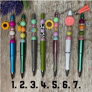 Handcrafted Pens Flower Pineapple Beaded Unique Artisan Gifts Office Accessories